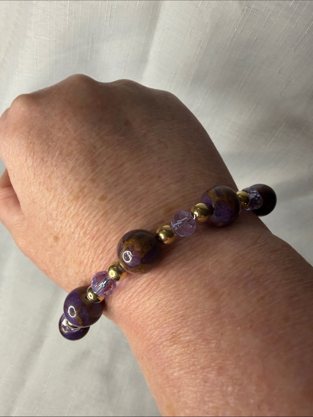 Handcrafted Purple Cloisonné Bracelet and Earring Set - Picture 3 of 4
